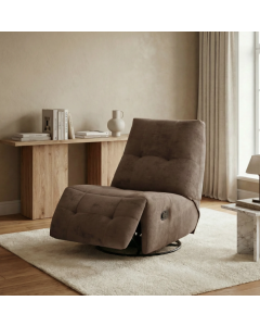 כורסת טלוויזיה מסתובבת עם מנגנון נדנוד והדום נשלף דגם ליאור בגוון חום