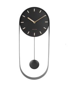 שעון קיר מטוטלת ממתכת בגוון שחור וזהב דגם Charm