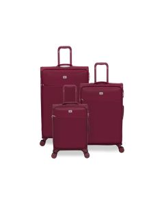 סט 3 מזוודות בד יוקרתיות וקלות 30/25/20 דגם Luxtrous Luxe צבע אדום