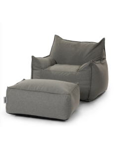 סט פוף והדום חוץ דגם Sicilia Outdoors צבע אפור אבן