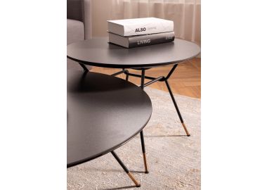 שולחן סלון שחור קרמיקה 59*59 ס"מ דגם טרים
