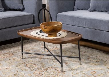  שולחן קפה/צד מלבני עץ אגוז  80*50 ס"מ דגם בל