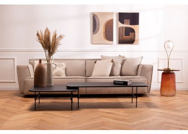 ספה תלת מושבית בד בגוון אפור 280 ס"מ דגם סוליס