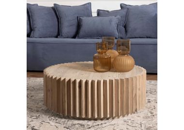 שולחן סלון אפרפר עץ אורן ממוחזר קוטר 84 ס"מ פטרו