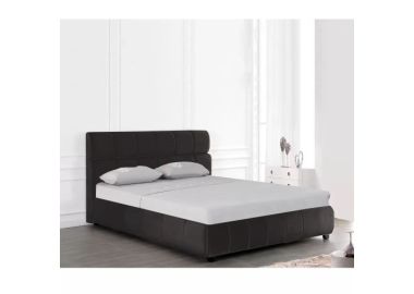 מיטה זוגית מעוצבת 160*200 בריפוד בד עם ארגז מצעים מעץ דגם קווין-שחור