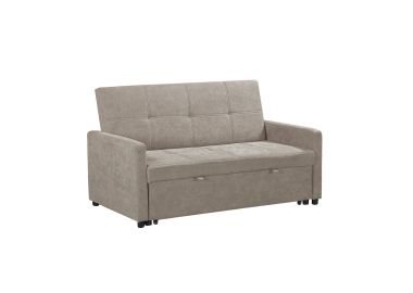 ספה תלת מושבית נפתחת למיטה זוגית עם ראש מתכוונן דגם אורטל בגוון קפוצ'ינו