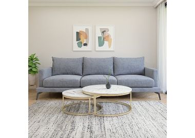 מערכת ישיבה תלת מושבית דגם אלמוג בגוון אפור בהיר