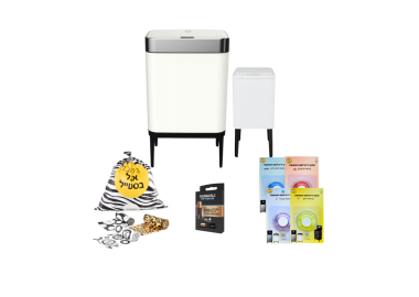 מארז Perfect פח 60 ליטר ופח 8 ליטר עם אביזרים צבע לבן