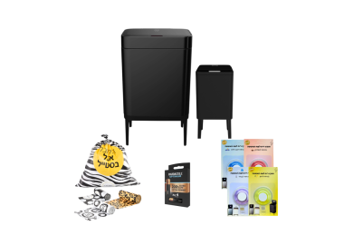 מארז Perfect פח 60 ליטר ופח 8 ליטר עם אביזרים צבע שחור מלא