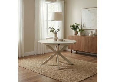 שולחן אוכל עגול נפתח 1.2-2 מטר דגם טנריף- סהרה עם רגל מוקה