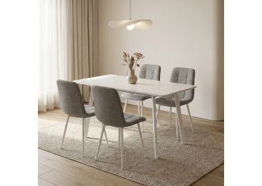 פינת אוכל נפתחת כולל ו-4 כסאות מרופדים דגם אריאל–גלית