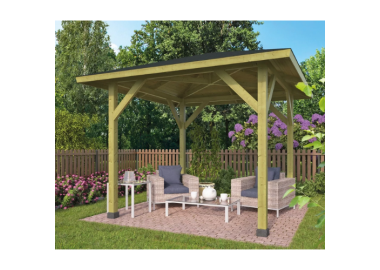 גזיבו עץ מלא 3.38X3.38 Tourist מטר Tuindeco