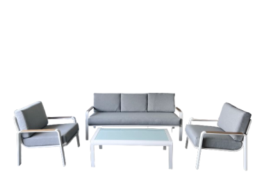 מערכת ישיבה לגינה 4 חלקים מאלומיניום דגם איטליה צבע לבן