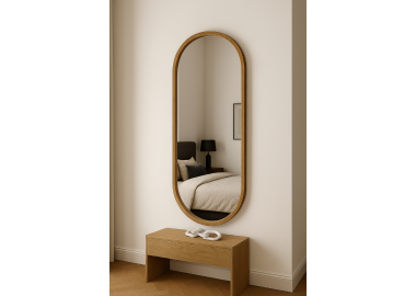 מראה אובלית מסגרת עץ מלא