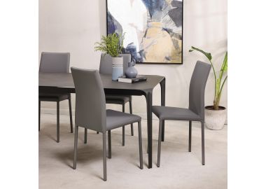 כסא אוכל דמוי עור בגוון אפור דגם IDOL