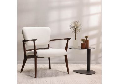 כורסא בד בגוון לבן משולבת עץ אגוז דגם MOOV