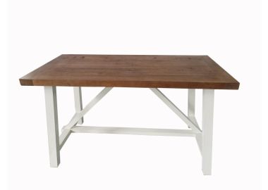 שולחן בר עץ 80*160 ס"מ דגם ביורק רגל לבנה