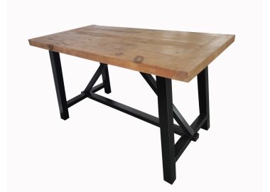 שולחן בר עץ 80*160 ס"מ דגם ביורק רגל שחורה