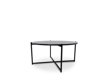 שולחן קפה ברזל/שיש בגוון שחור קוטר 80 ס"מ דגם טום