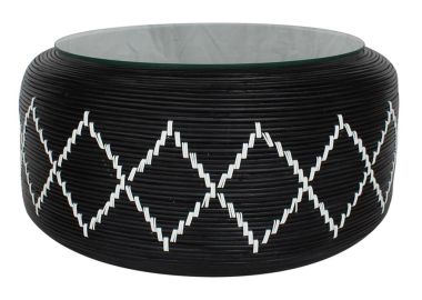 שולחן קפה ראטן שחור קוטר 80 ס"מ דגם סיטאן