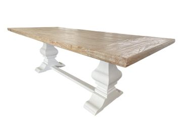 שולחן אוכל לבן עץ ממוחזר 100*240 ס"מ דגם פלמר