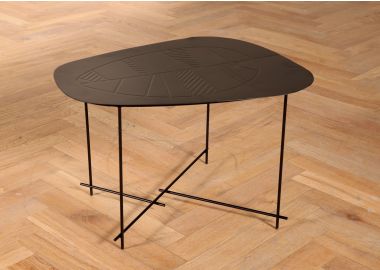 שולחן צד פיגורה שחור-עודפים עם פגמים קלים
