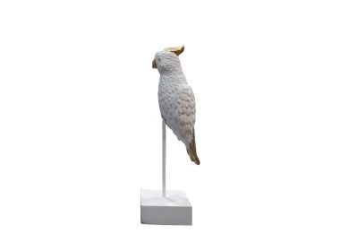 פסל פארוט מביט קידמה לבן/זהב עץ מנגו 33 ס"מ