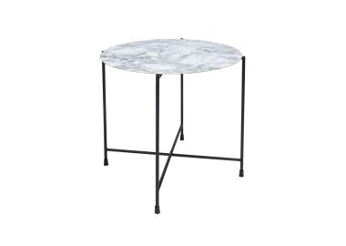 שולחן קפה ברזל שחור/לבן/42 ס"מ דגם מארמור