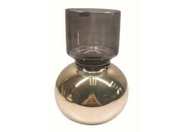 אגרטל דינרו אפור/זהב זכוכית 26*18*18 ס"מ