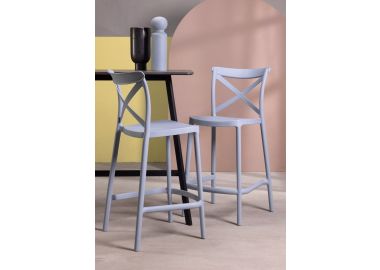 כסא בר כחלחל משענת גב פלסטיק קשיח דגם XISO