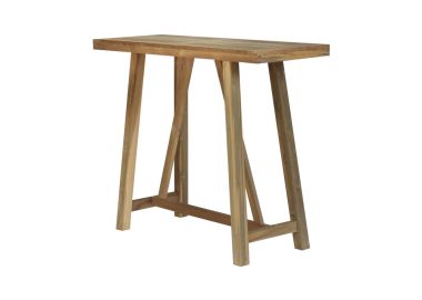 שולחן בר עץ טיק ממוחזר בגוון טבעי 50*140 ס"מ דגם טיקי