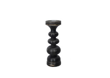 פמוט עץ בגוון שחור 33 ס"מ דגם קנדלווד