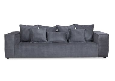ספה תלת מושבית בד קורדרוי בגוון אפור 280 ס"מ דגם גאלה