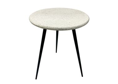 שולחן קפה עגול אבן טראצו גווני שחור ולבן קוטר 46 ס"מ