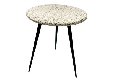 שולחן קפה עגול אבן טראצו גווני לבן וצבעוני קוטר 46 ס"מ