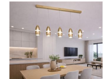 גוף תאורה זהב על פס LED דגם אגוז