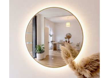  מראה עגולה קוטר 80 ס"מ דגם סטפני פליז LED 30W