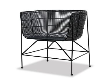 כורסא גינה ראטן משולב מתכת בגוון שחור דגם BUCKET