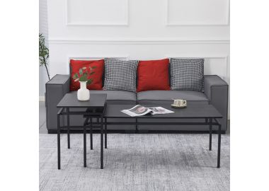 זוג שולחנות סלון מעוצבים דגם ברידג’ בגוון פורניר אלון מושחר