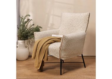 כורסא בד גב גבוה בגוון בז' דגם צ'רלי