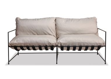 ספה זוגית גינה בד בגוון בז' משולבת מתכת דגם OUTDOOR