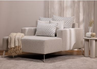 כורסאת שזלונג בד בגוון בז' דגם טמפו