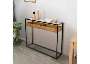 קונסולה פלטה עץ טבעי דגם 22007