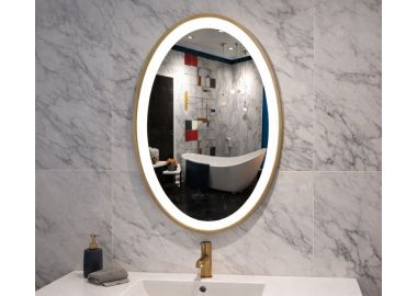 מראה סומטרה אובלי בגוון זהב LED