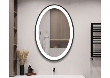 מראה סומטרה אובלי בגוון שחור LED