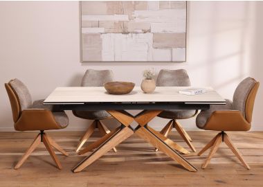 שולחן אוכל נפתח קרמיקה לבנה 90*180 ס"מ דגם מרילנד