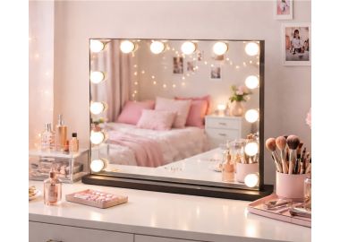 מראת איפור מלבנית שולחנית בגוון שחור