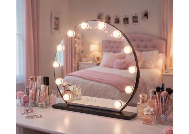 מראת איפור שולחני עגול בגוון שחור