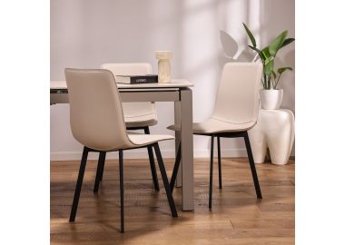 כסא פינת אוכל דמוי עור בגוון בז' דגם קולין