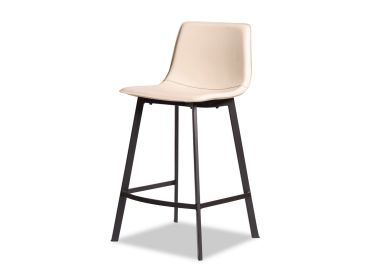 כסא בר דמוי עור בגוון בז' דגם קולין